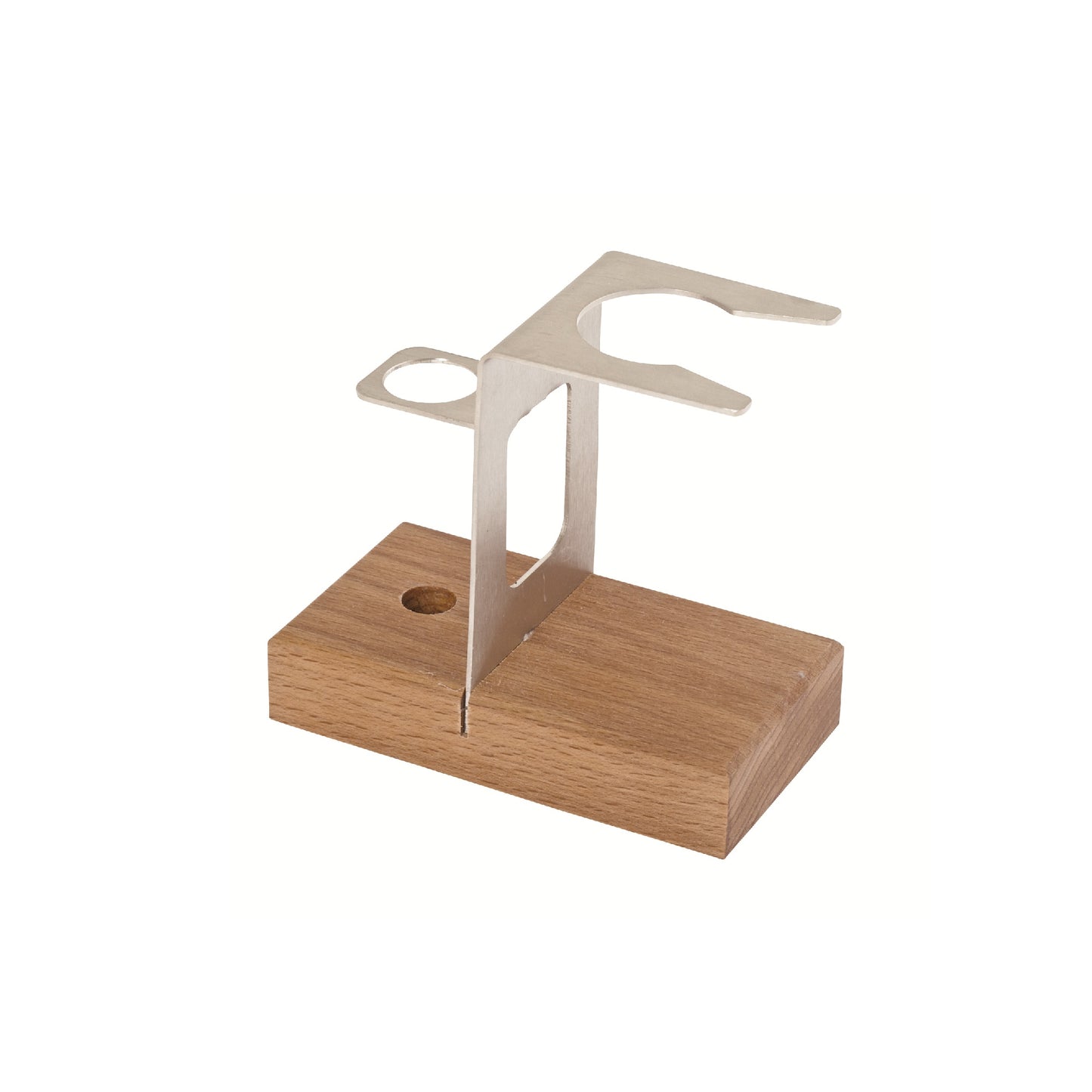 Beechwood & Stainless Steel Stand for a Shaving Brush & Razor