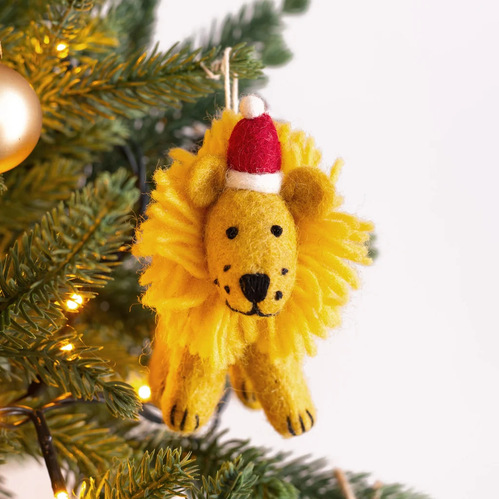 Felt Decoration - Lion in Christmas Hat