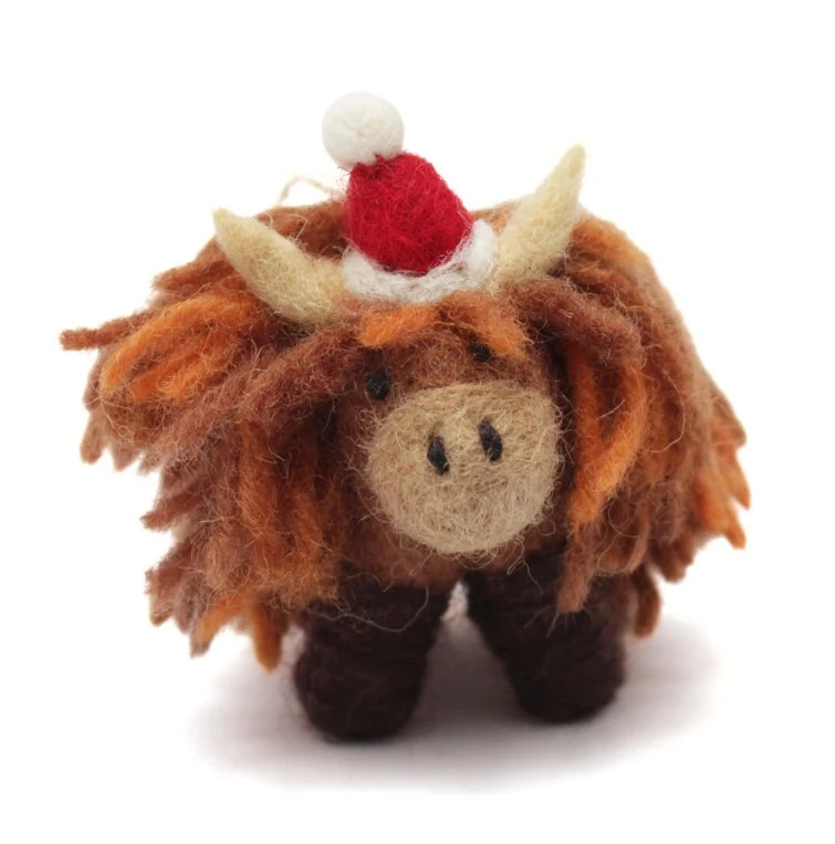 Felt Decoration - Christmas Highland Cow