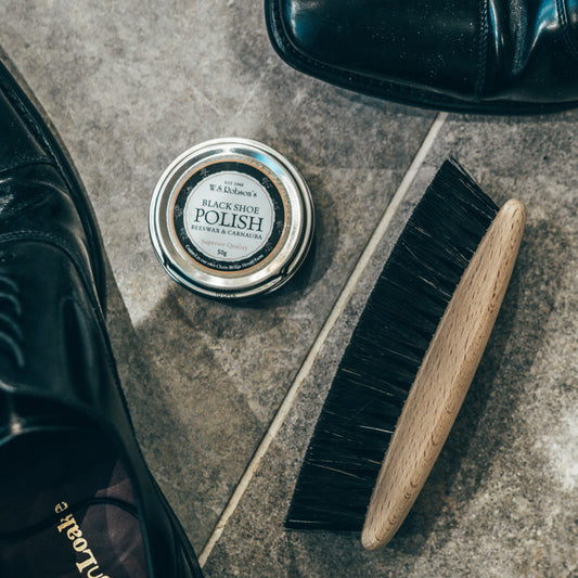 Shoe Shine Brush with Black Horsehair